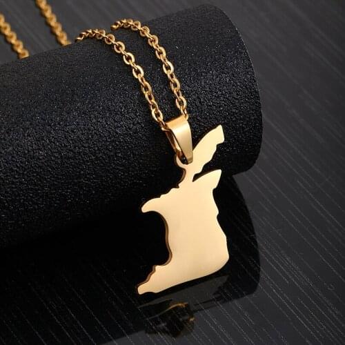 Fashion Stainless Steel Women Necklace Trinidad and Tobago Map Pendant Necklace Gold Color Trinidad & Tobago Jewelry Gifts