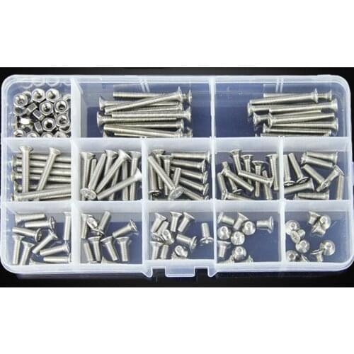 150Pcs/set M4 DIN965 ISO7046 JISB1111F GB819 304 Stainless Steel Machine Screws Flat Head KM Screw Kit