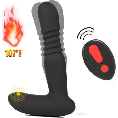 Anal Vibrator for Men Telescopic Prostate Massager Wireless Remote Control Dildo Vibrators Heating Butt Plug Anal Sex Toys