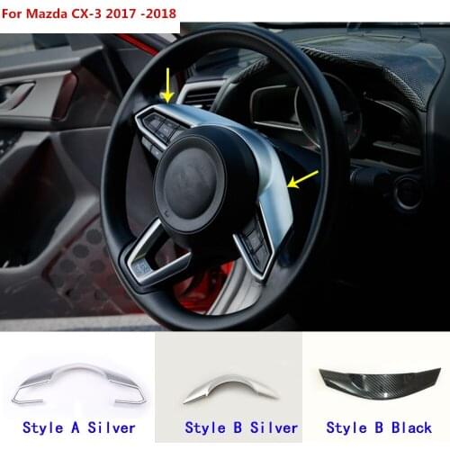 Car detector stick styling ABS Chrome Steering wheel Interior Kit Trim lamp frame parts 1pcs For Mazda CX-3 CX3 2016 2017 2018