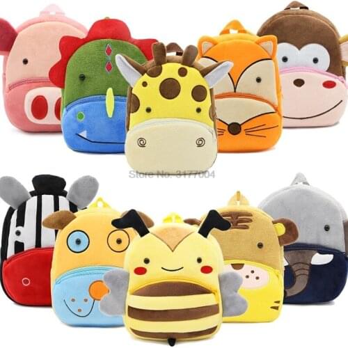DHL 20pcs 3D Cartoon Plush Children Backpacks kindergarten Schoolbag Animal School Bags Girls Boys Backpacks Diaper Bag