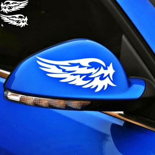 Etie 2 X Car Accessories Angel feather wings rearview Car Sticker Decal for motorcycle Volkswagen Polo Golf Audi Ford Focus BMW