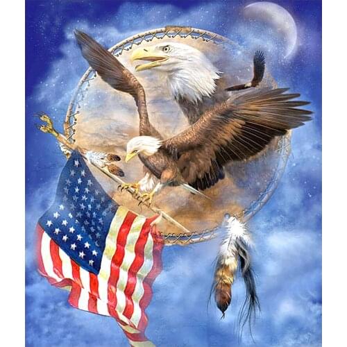 Flag Bald Eagle Animal Diamond Painting Round Full Drill Nouveaute DIY Mosaic Embroidery 5D Cross Stitch Raptor Pattern