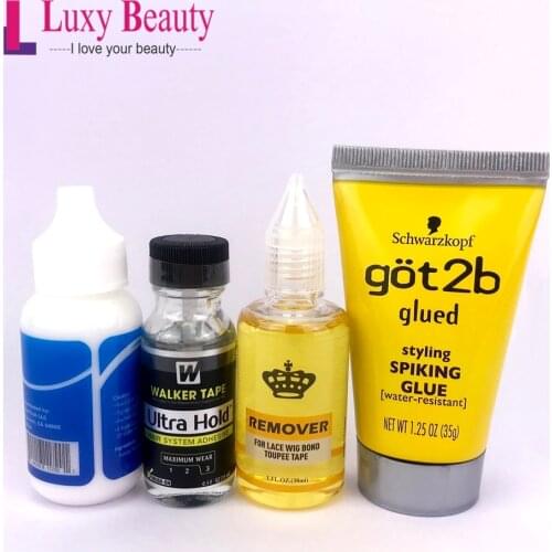 Super Lace Wig Glue Hair Bonding glue 38ml + Remover 30ml + Got2b Hair Gel 35g Wig Tool Kits For Tape Toupee Lace Frontal System