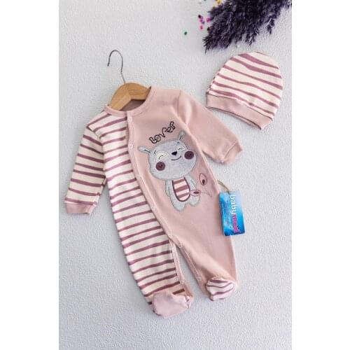 Figured Baby Girl Jumpsuit With Hat