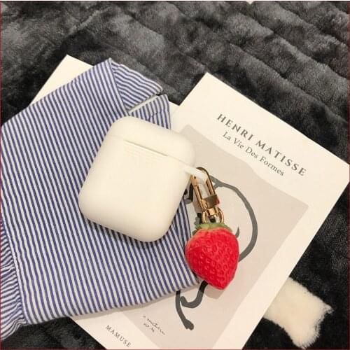 Korea ins Strawberry pendant cute girls case For AirPods silicone cover For AirPods 2 kawaii Headphone case Protective Box Bag