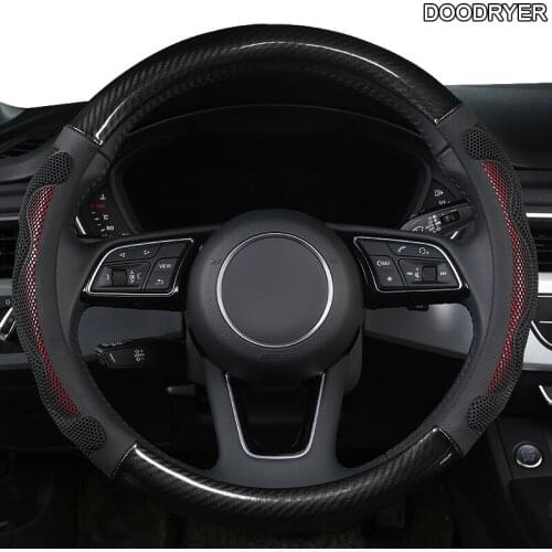 DOODRYER Carbon Fiber Leather Car Steering Wheel Cover For Mercedess Benzs Smart Fortwo 450