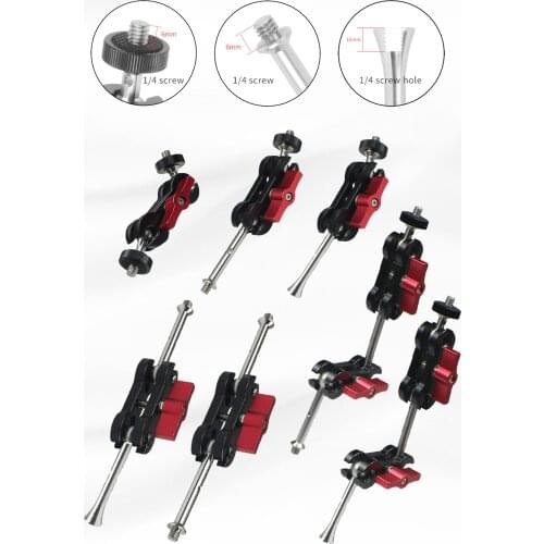 Magic Arm Camera Mount with Dual Ballhead 1/4" Screw for DSLR Camera Monitor LED Light, Flash Lights, LCD Monitor, Camera Cage