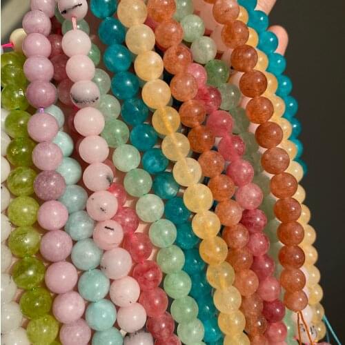 4/6/8/10/12mm Natural Gem Crystal Quartz Jades Stone Beads Spacer Round Tourmaline Bead For Jewelry Making DIY Bracelet Necklace