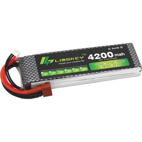 Limskey POWER 7.4V 4200mAh 25C 2S LiPo Battery With T/XT60 Plug for RC Car Airplane Helicopter 7.4 V 4200 mah 2S Lipo Battery