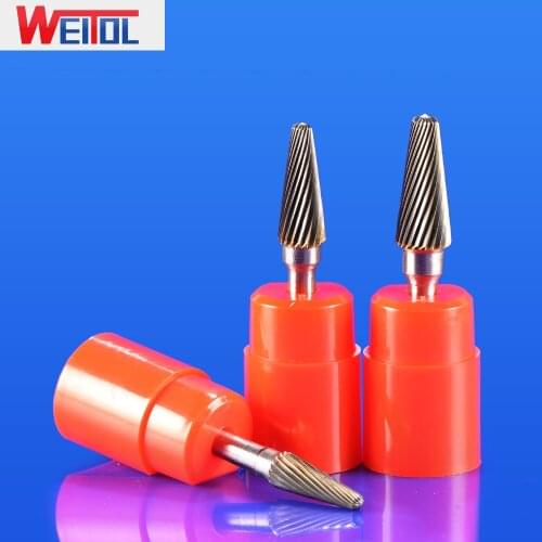 WeiTol L 6mm SHK Tungsten Carbide Milling Cutter Set Rotary Tool Burr Double Diamond Cut Dremel Tools Electric Grinding