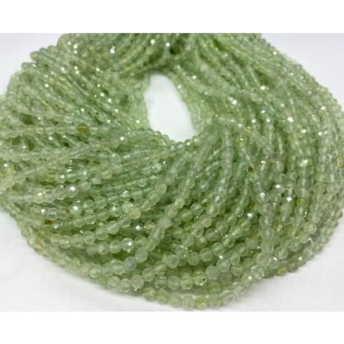 Natural prehnite faceted round loose beads grape stone small seed perle for jewelry making needlework DIY bracelet necklace