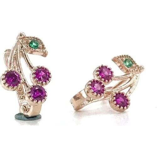 New Model Cherry Baby Child Tag Silver Earrings