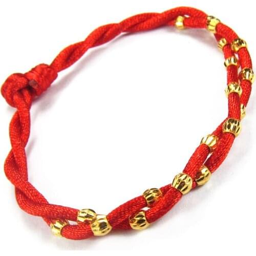 New Authentic 24K Yellow Gold 18pcs Lucky Beads knitted Bracelet