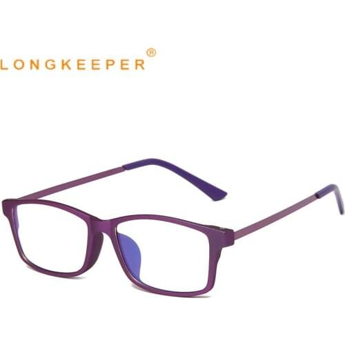 LongKeeper Anti Blue Light Blocking Glasses Women Men Tr90 Rectangle Spectacle Frame Male Clear Lens Computer Gaming Eyeglasses