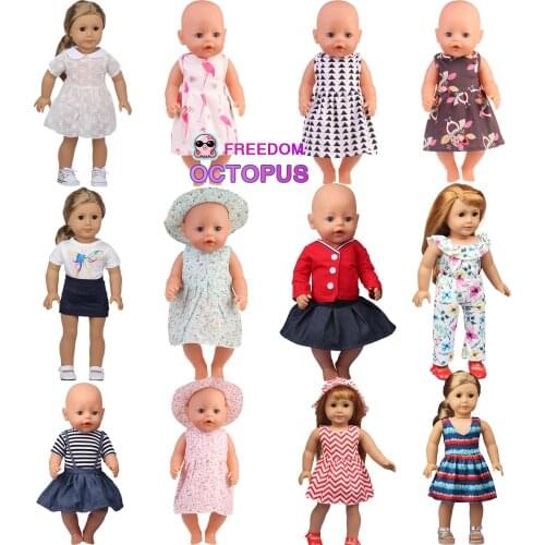 18Inch American Doll Girl Style Cool Dress Clothes Cute Floers Skirt Accessories For 43Cm Reborn New Born OG Girls Doll DIY Toy
