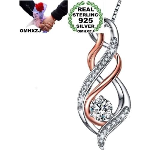 OMHXZJ CA308 Wholesale European Fashion Fine Woman Party Birthday Wedding Gift Heart Zircon 925 Sterling Silver Pendant Charm