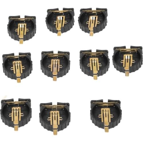 10 Pcs Black Brown Plastic Housing CR1220 Button Cell Battery Sockets Holder Case