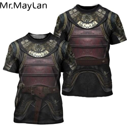 Drop shipping 3D Printed Knight Medieval Armor Men t shirt Viking Harajuku Style Fashion Tee shirt summer Casual Unisex tees B-6