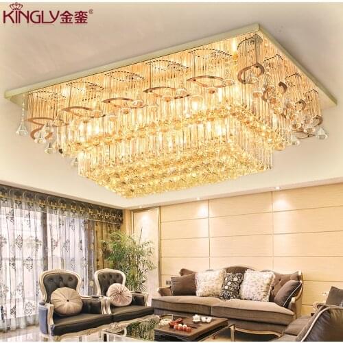 Rectangular living room lamp led ceiling lamp luxury crystal headlight creative atmosphere hall dining room bedroom lamp