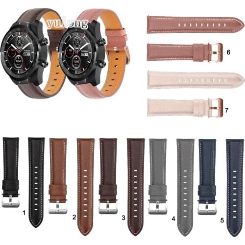 20mm Leather Watch Band Strap for Ticwatch E 2 Replacement 22mm Wrist bands Bracelet For Ticwatch Pro E2 S2 GTX Pro3 2020 4G