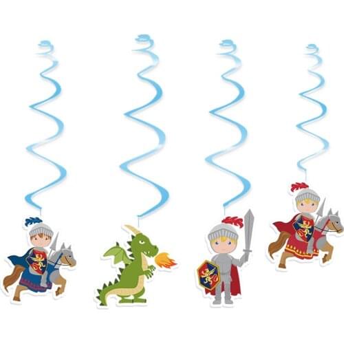 Knights Ceiling Hanging Swirl Decorations dragon knights Cutout Party DIY Decorations Supplies