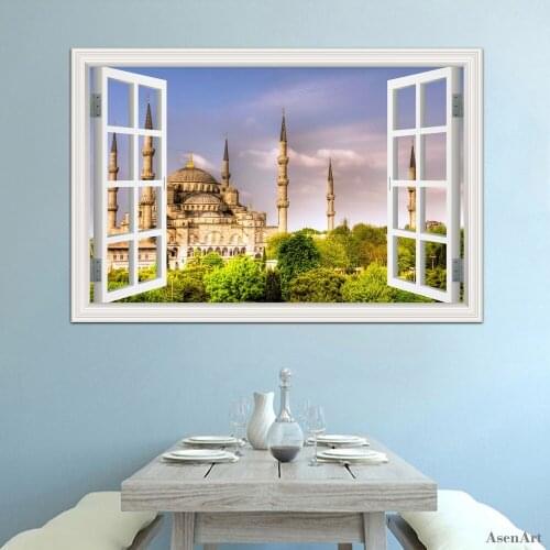 Removable Muslim Sticker 3d Masjid Islam Construction Landscape Decal Wallpaper Wall Mural Stickers Home Decor Vinyl Decals