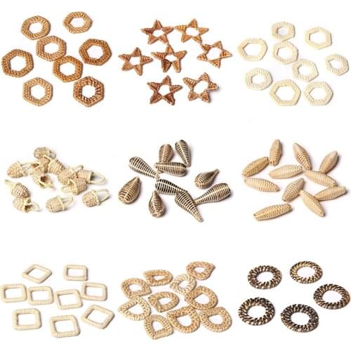 2-5 Pcs Irregular Shape Rattan Earrings Charm 11-60 mm Natural Straw DIY Woven Jewelry Accessory Pendant Handmade Bamboo Braid