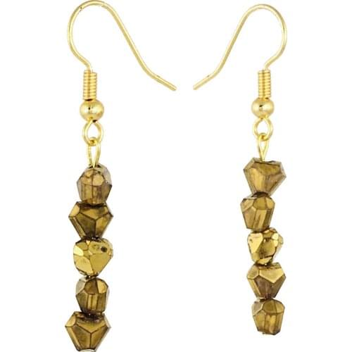Earring Dangle And Drop 24k Gold Painted Glass Beaded Handmade Woman Fashion Jewelry Made In Turkey