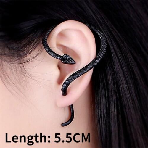 Retro Gothic Rock Punk Snake Earrings Unisex Ear Clip Cartilage Piercing Jewelry Ear Jacket Earrings
