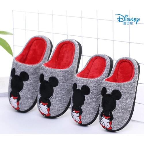 Disney autumn and winter home cotton slippers children adult boys and girls warm slippers genuine cartoon Mickey back shoes