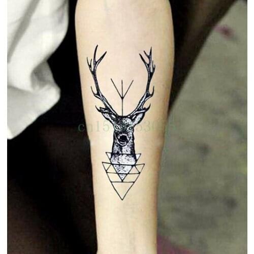 Waterproof Temporary Tattoo Sticker elk head deer bucks horn antlers henna tatto flash tatoo fake tattoos for men women 4