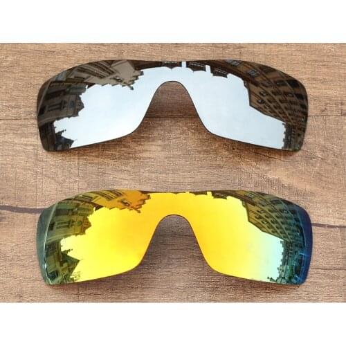 Vonxyz 2 Pieces Ruby Mirror & Chrome Mirror Polycarbonate Replacement Lenses for-Oakley Batwolf Frame