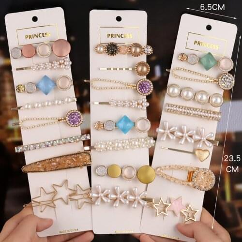 1Set New Fashion Pearl Imitation Beads Hair Clip for Women Girls Elegant Hairpins Snap Barrettes Hairgrips Hair Accessories