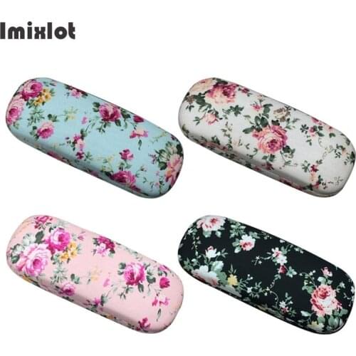 1PC Unisex Eyewear Cases Sunglasses Reading Glasses Carry Bag Cotton Cloth Print Flower Hard Eyeglass Case Eyewear Protector Box