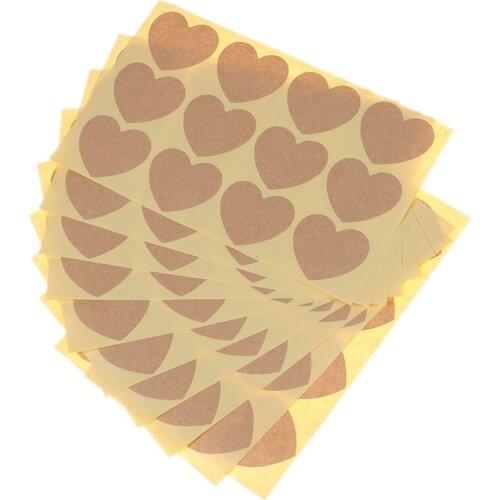 120pcs Heart Shape Blank Kraft Paper Label Sticker For DIY Hand Made Stickers 3.5X3.6cm