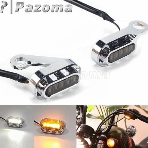 2pcs Motorcycle Mini LED Amber Turn Signal White Running Lihgts CNC 2 in 1 Blinker Indicator Lamps for Harley Sportster 04-2020