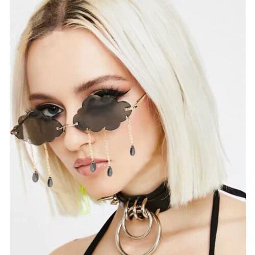 2021 Fashion Glasses Women Vintage Steampunk Sunglasses Clear Ocean Len Frameless Rimless Eyewear Shades UV400 Outdoor