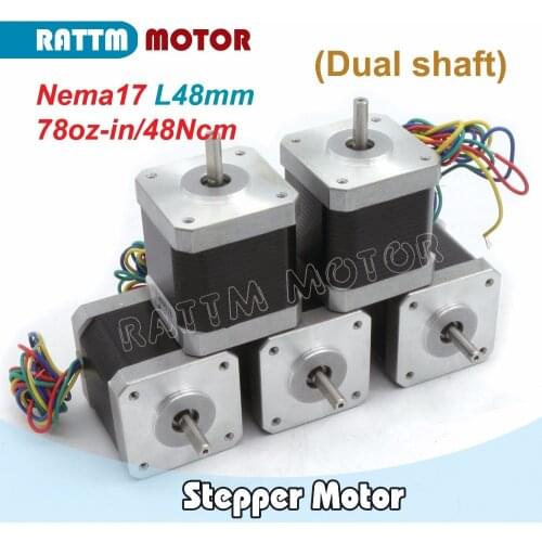 5pcs Nema17 CNC stepper motor 78 Oz-in (Dual shaft) 48mm stepping motor/1.8A