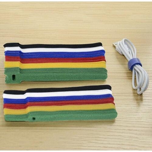 50pcs / Packaget Type Back-To-Back Solid Color Nylon Velcro Cable Tie Wire And Battery Rod Ring Belt Strap Tie Hook Ring
