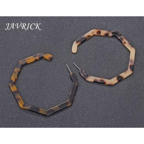 Acrylic Marbled Leopard Irregular Round Hoop Earrings Tortoise Shell Jewelry
