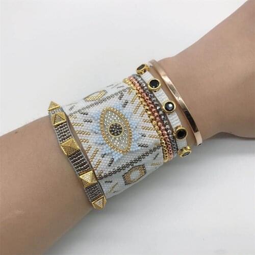 ZHONGVI Eye Bracelet Set MIYUKI Evil Eye Bracelets For Women Zircon Rivet Jewelry Mexico Pulseras Gift Men Armband Dropshipping