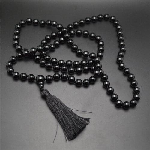 Buddhist Mala Prayer Fashion Man Necklace 8MM 108 Black Onyx Round Beads Jewelry For Party Gift Free Shipping 5pc/Lot