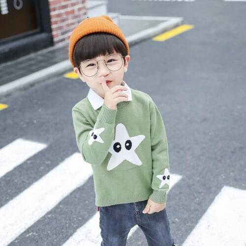 Stars Kids Sweaters Spring Winter Baby Boys Girls Warm Knitted Bottoming Thicken Teenag Childrens Clothes School High Quality