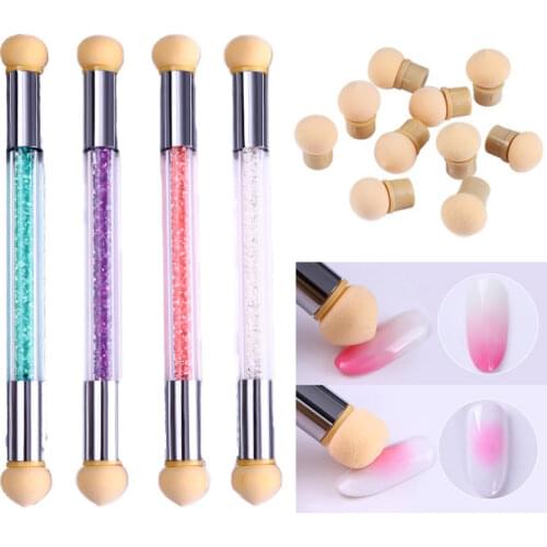 1 Pc Double-ended Nail Brush Set Gradient Sponges Nail Art Brushes Pen Acrylic Gel Glitter Powder Picking Dotting Tools