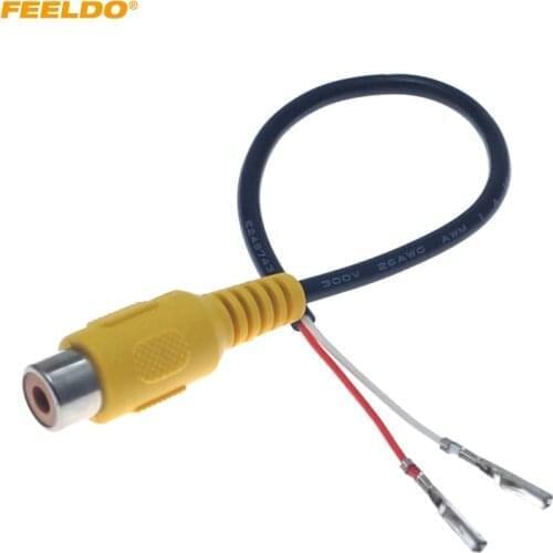 FEELDO 1PC RCA Female Connector With Wire Crimp 2-Pin Terminal For DIY Installation #AM6329