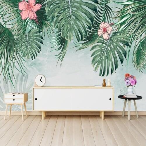 Custom 3D Photo Wallpaper Mural Retro Hand Painted Plant Banana Leaves Living Room Sofa Bedroom Background Decor Wall Painting