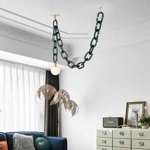 Creative Colorful Glass Chain LED Chandeliers Dining Room Bar Office Hanging Light Fixtures White Ball E27 Dropshipping