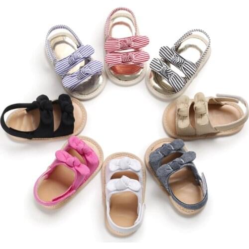 Baby Girl Summer Soft Sole Shoes Bowknot Sandals Toddler Infant Prewalkers Cotton Baby Sandals
