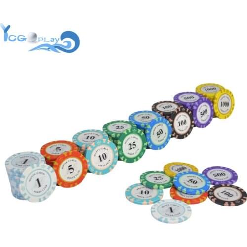 MEW 10pcs/lot Golden Clay Poker Chips Casino Coins Texas Hold Em Game Mahjong Chip Coins Entertainment Chess Room Plastic Chips